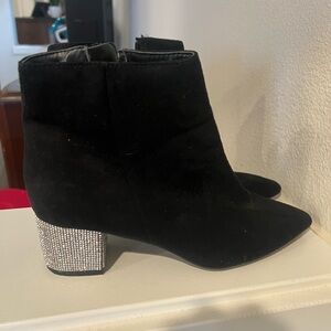 Forever 21 Black Ankle Boots with Silver Heel